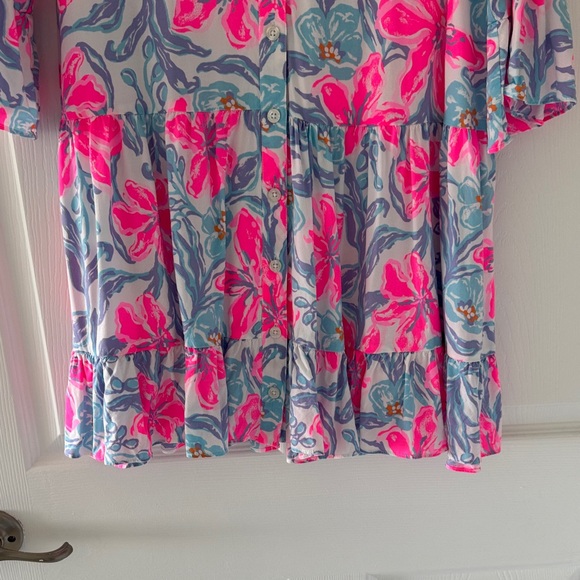 Lilly Pulitzer Pink and Blue Floral Blouse - Picture 3 of 4